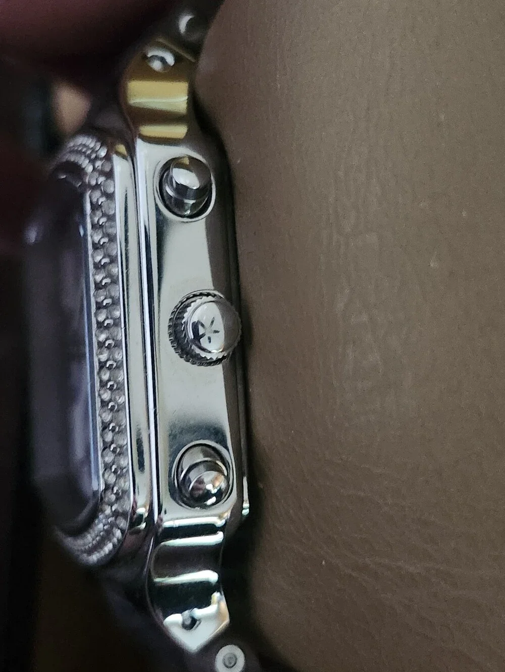 GUESS Deco Purple Crystal-Trim Purple Face Chronograph Watch-  New In Box